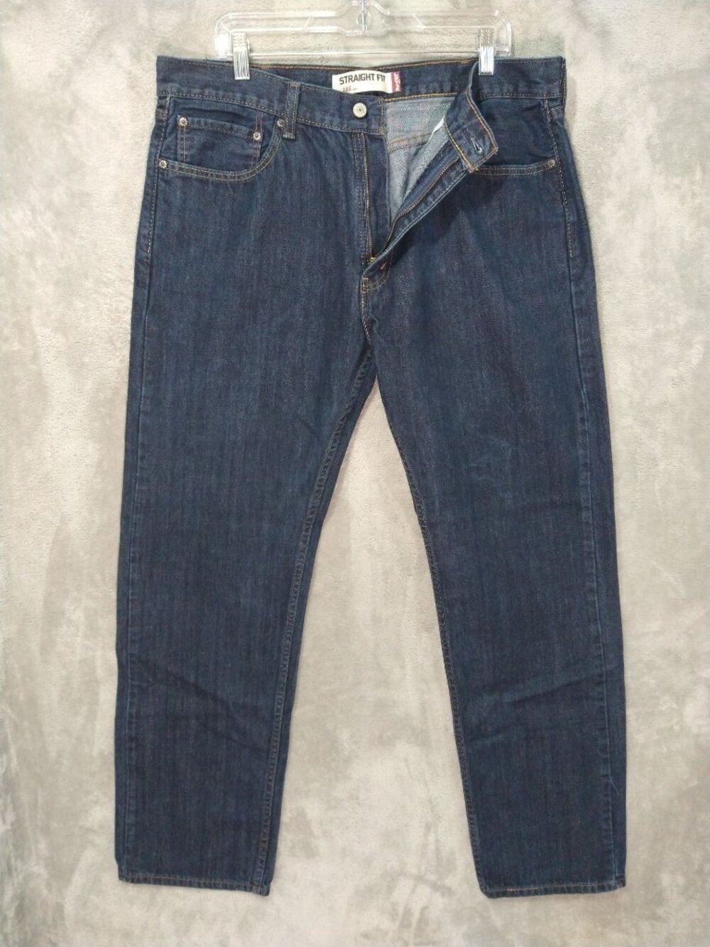 Levis 505 Jeans Mens 38x34 Blue Denim Regular Fit Straight Leg Dark Wash